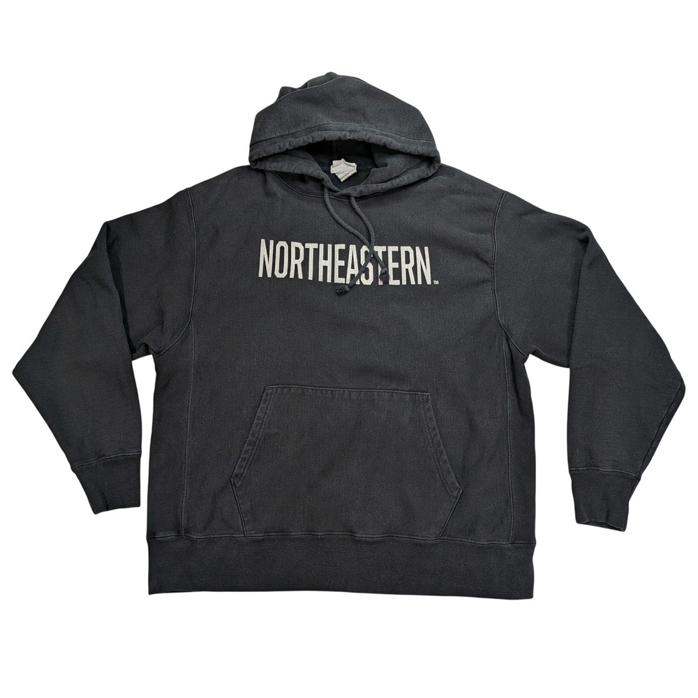 Champion Reverse Weave Northeastern Hoodie Mens XL Black College Y2K Vintage